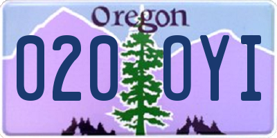 OR license plate 020OYI