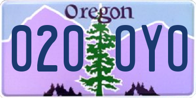 OR license plate 020OYO