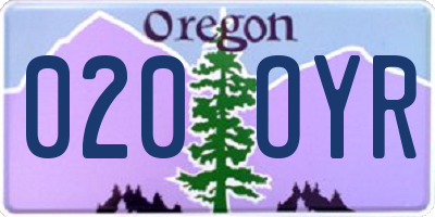 OR license plate 020OYR