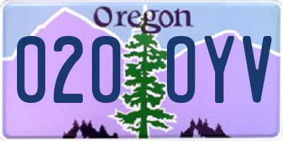 OR license plate 020OYV