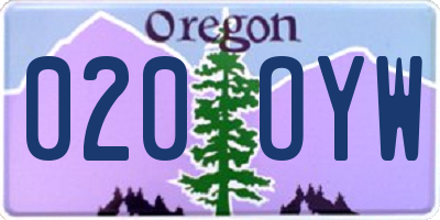OR license plate 020OYW
