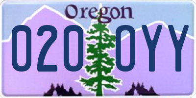 OR license plate 020OYY