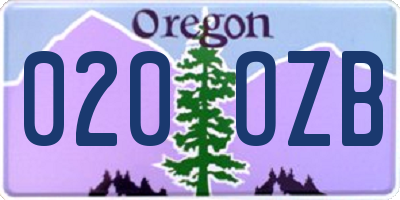 OR license plate 020OZB