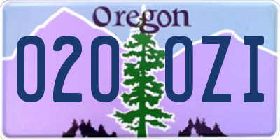 OR license plate 020OZI