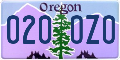 OR license plate 020OZO