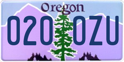OR license plate 020OZU