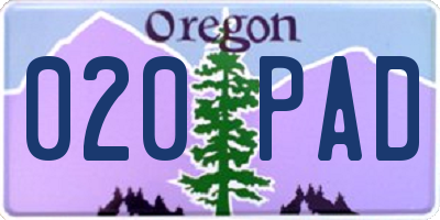 OR license plate 020PAD