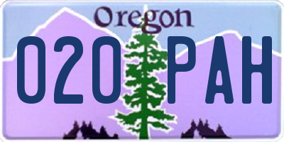 OR license plate 020PAH