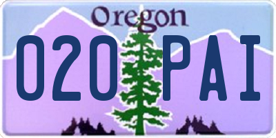 OR license plate 020PAI