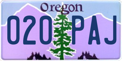 OR license plate 020PAJ