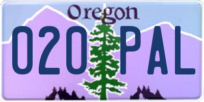 OR license plate 020PAL