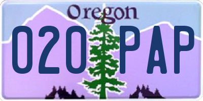 OR license plate 020PAP