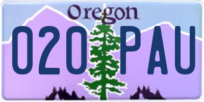 OR license plate 020PAU