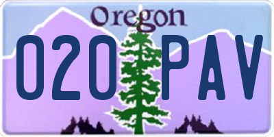 OR license plate 020PAV