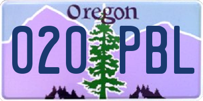 OR license plate 020PBL