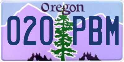 OR license plate 020PBM