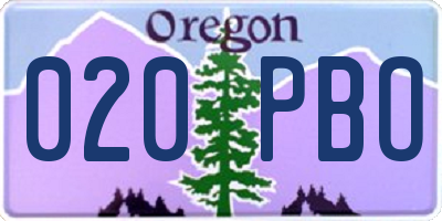 OR license plate 020PBO