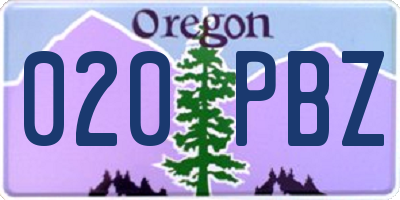 OR license plate 020PBZ