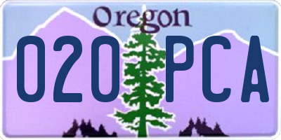 OR license plate 020PCA