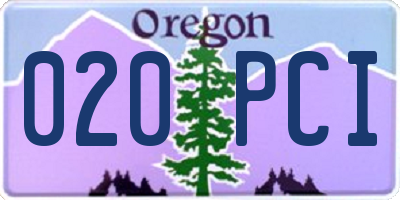OR license plate 020PCI