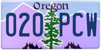 OR license plate 020PCW