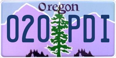 OR license plate 020PDI