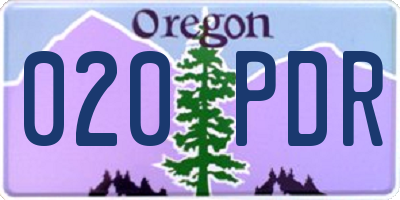 OR license plate 020PDR