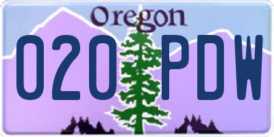 OR license plate 020PDW