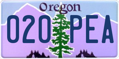 OR license plate 020PEA