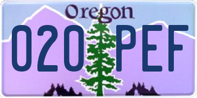 OR license plate 020PEF