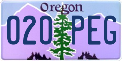 OR license plate 020PEG