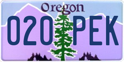 OR license plate 020PEK