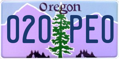 OR license plate 020PEO