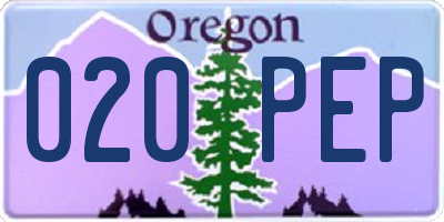 OR license plate 020PEP