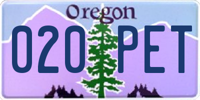 OR license plate 020PET