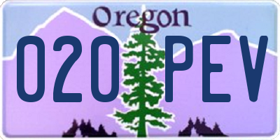 OR license plate 020PEV