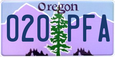 OR license plate 020PFA