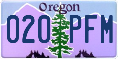 OR license plate 020PFM