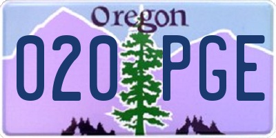 OR license plate 020PGE