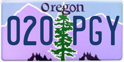 OR license plate 020PGY