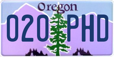 OR license plate 020PHD