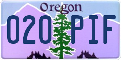 OR license plate 020PIF