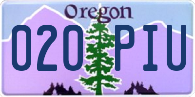 OR license plate 020PIU