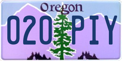 OR license plate 020PIY