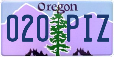 OR license plate 020PIZ