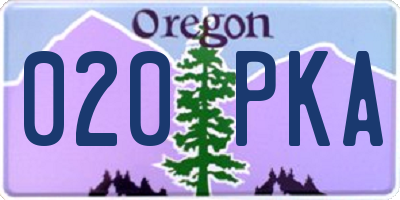OR license plate 020PKA