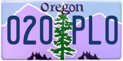 OR license plate 020PLO