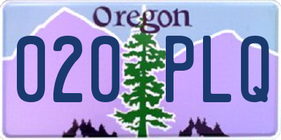 OR license plate 020PLQ