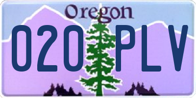 OR license plate 020PLV