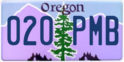 OR license plate 020PMB